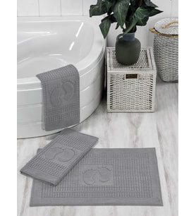 3'lü Banyo ve Abdest Su Emici Ayak Havlusu Paspası Seti Füme