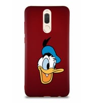 Huawei Mate 10 Lite Soft Premier Kapak Donald Duck-A Tasarımlı Silikon Kılıf - Mürdüm (Şeffaf)