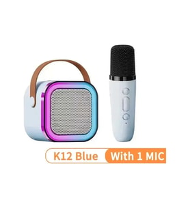 1-2 Kablosuz Mikrofonlar İle K12 Karaoke Makinesi Taşınabilir 5.3 Pa Bluetooth Mavi 1 Mic