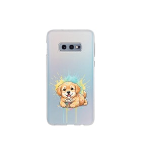 Samsung Galaxy S10e ile Uyumlu Splash Köpek Tasarımlı Şeffaf Silikon Kılıf