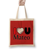 Mateo-Name personalized Custom - vintage Retro Rainbow Style Design Gift Baby-Gift For Him Bez Çanta Uzun Saplı