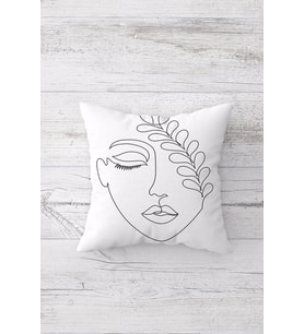 Çift Tarafı Baskılı Gizli Fermuarlı Yıkanabilir Leke Tutmaz Dekoratif Kırlent Kılıfı Yastık Kılıfı (Beyaz-Gri)