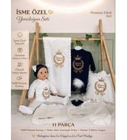 İsme Özel Nakışlı Yenidoğan Hastane Çıkışı Seti %100 Pamuk Bebek Seti (Erkek)