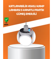 Çok Amaçlı Katlanabilir Güneş Enerjili Kamp Lambası – Masa Üstü ve Asılabilir Kullanım