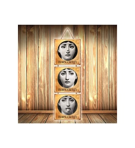 Fornasetti Tasarımlı Üçlü Retro Ahşap Poster Ü460