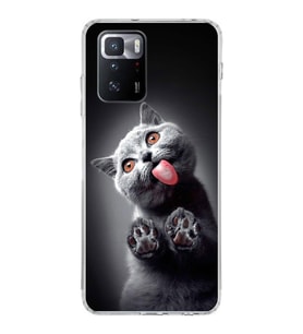 PrintiFy Xiaomi Poco X3 GT ile Uyumlu 1mm Slim Fit Kedi 2 050c Baskılı Şeffaf  Kılıf