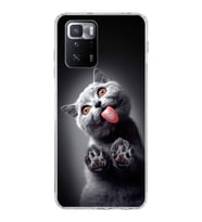 PrintiFy Xiaomi Poco X3 GT ile Uyumlu 1mm Slim Fit Kedi 2 050c Baskılı Şeffaf  Kılıf