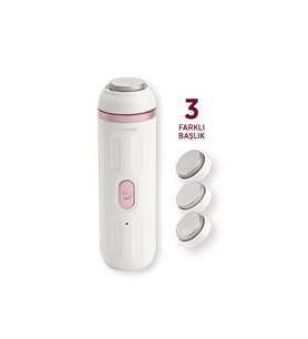 Polosmart PBS818 Şarjlı 2 Modlu 3 Başlıklı Topuk Törpüsü Beyaz