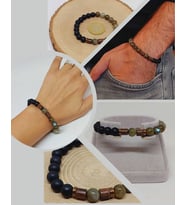 Labradorit & Oniks Taşı 8mm Unisex Tasarım Bileklik Hawaii Model (4695)