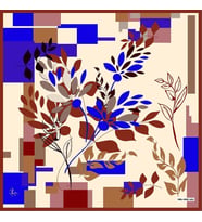 Çiçekli Desen Black Seri Twill Eşarp Eşarp Askısı ile Birlikte 90x90 cm Krem Bor