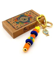 Renkli Cam Nazar Boncuklu Çanta Süsü Balık Charm Anahtarlık KY059