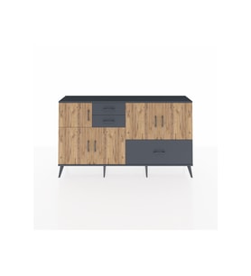 Arges Konsol 5 Raflı 3 Çekmeceli 5 Kapaklı 176x30x99 Antrasit-Çam/Antrasit