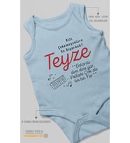 Bizi Çekemeyenlere Ne Diyorduk Teyze Baskılı Bebek Zıbını – Çıtçıtlı Body  %100 Pamuk Sıfır Kol (Bebek Mavisi)