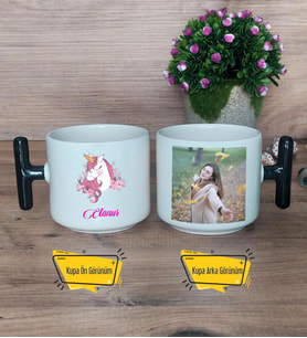 Unicorn Kupa Bardak Fotoğraflı T Siyah Kulplu Kız Çocuğuna Arkadaşa Sevgiliye Doğum Günü Hediyesi