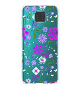 Huawei Mate 30 Lite Uyumlu Kapak Flowers Tasarımlı Şeffaf Silikon Kılıf