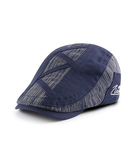 Valkyrie İtalyan Style Retro Zigzag Çizgi Detaylı Erkek Kasket Şapka Tokalı Ayarlanabilir Erkek Lacivert