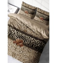 Leopar Çift Kişilik Nevresim Takımı Özel Dokuma Pamuk Saten Leopard Fabric