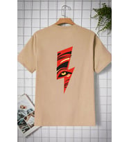 Unisex Yıldırım Baskılı T-shirt (Bej)