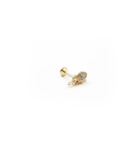 Minimal Gül Detaylı Zirkon Tragus Piercing – Gold  Hipoalerjenik, Uzun Kullanım