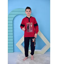 Yeni Sezon Erkek Çocuk Gez Garson Basketball Uzun Kollu Pamuk Penye Pijama Takımı 5060