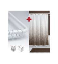Nokta Desen Banyo Perdesi Askı 180x200cm Tek Kanat Kahverengi Duş Perdesi, L Boru