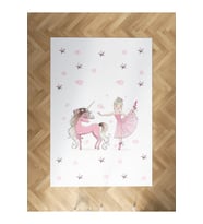 MEKTA HOME BEBEK VE ÇOCUK ODASI Balerin ve Unicorn Kız Desenli Pembe Halı