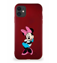 Apple iPhone 11 Soft Premier Kapak Minnie Mouse-D Tasarımlı Silikon Kılıf - Mürdüm (Şeffaf)