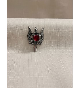 EJDERHA KILICI KIRMIZI TAŞLI 925 AYAR GÜMÜŞ ERKEK KOLYE