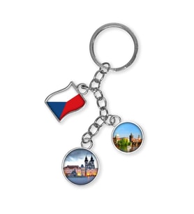 Çek Cumhuriyeti Üçlü Epoksi Metal Çift Taraflı Damla Anahtarlık Czech Republic
