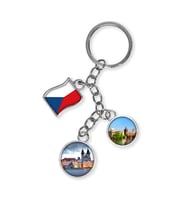 Çek Cumhuriyeti Üçlü Epoksi Metal Çift Taraflı Damla Anahtarlık Czech Republic (Çok Renkli)