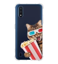 PrintiFy Samsung Galaxy A01 Uyumlu Kedi 1 Baskılı Şeffaf Köşe Korumalı Antişok Kılıf