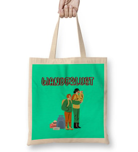 funny Travel gift design lover-Trippin Wanderlust Journey Adventurer Vacation Bez Çanta Uzun Saplı