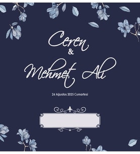 Nikah Nişan Düğün Davetiyesi Kare İkiz İp Bağlamalı 5013