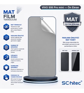 SChitec VIVO S50 Pro mini Uyumlu Ön Yüzey Mat Hidrojel Ekran Koruyucu