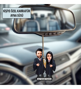 Kişiye Özel Avukat Karikatür Ayna Süsü – Hukukçulara Özel Araç İçi Hediyelik