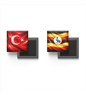 Buzdolap Magnetleri - Uganda Bayrağı ve Türk Bayrağı - 2'li Set Magneti