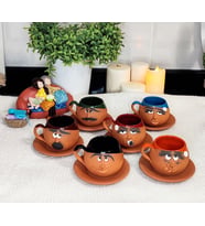 Toprak Fincan Takımı Emoji İfadeli Özel El Yapımı