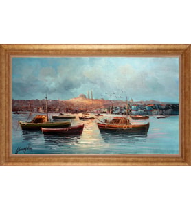Çerçeveli Paspartulu Manzara Tablo bm1044 (Gold)