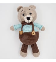 Mavi Tişörtlü Ayıcık Amigurumi Oyuncak