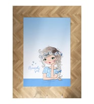 MEKTA HOME BEBEK VE ÇOCUK ODASI Romantic Girl Desenli Mavi Halı