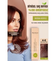Renna AMONYAKSIZ Bitkisel Yıpranmış Saçlar İçin Saç Boyası 4-6 KESTANE KIZIL 60ml