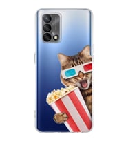 PrintiFy Oppo A74  ile Uyumlu 1mm Slim Fit Kedi 1 050b Baskılı Şeffaf  Kılıf
