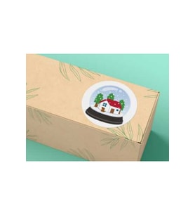 Kar Küresi Etiketi Yuvarlak Mat Çıkartma Round Sticker 4 Cm (20 Adet)