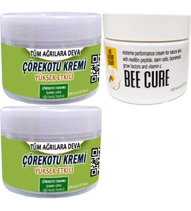 2 Adet Çörek Otu Kremi Büyük Boy 150 Ml + Bee Cure 150 Ml / Kas Diz Dirsek Sırt Bel Iskelet Agrilar