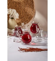 Perotti Keyf-i Ala 18 Parça Cam Tabaklı 200 ml Borosilikat Çay Seti