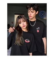 Sevgili Kombini Tişört 2’li Set Unisex Minimal Yüz Baskılı Çift Tişört %100 Pamuk