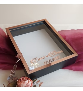 30x40 Cm Siyah-rose Fotoğraf Bölümsüz! İsimli Ledli! Gül Saklama Kutusu