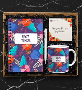 Kişiye Özel Ahşap Defter Kalem Kupa Hediye Seti