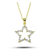 Baget Taşlı Yıldız Gold 925 Ayar Gümüş Kolye