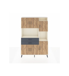 Arges Dolap 9 Raflı 2 Çekmeceli 6 Kapaklı 132x30x195 Aytaşı-Çam/Antrasit